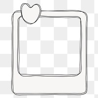 Cute frame png instant photo sticker, heart clip on transparent background