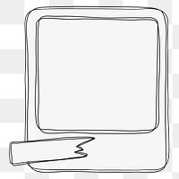 Doodle instant png frame sticker, simple line art design on transparent background