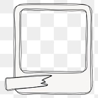 Doodle instant png frame sticker, simple line art design on transparent background