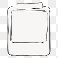 Doodle instant png frame sticker, simple line art design on transparent background