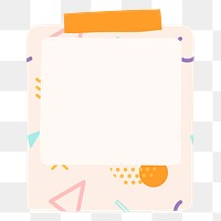 Cute geometric png frame, instant photo film on transparent background