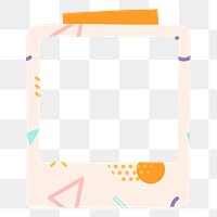 Cute geometric png frame, instant photo film on transparent background