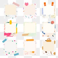 Instant photo png frame sticker, aesthetic design set