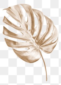 Monstera leaf png clipart, brown aesthetic design, transparent background