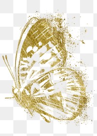 Gold butterfly png clipart, glitter design, transparent background