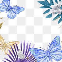 Nature png border frame, aesthetic butterfly, transparent design