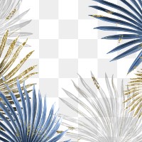 Gold tropical leaf png border frame, transparent design