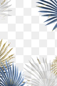 Nature png border frame, gold glitter leaf, transparent design