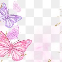 Pink butterfly png border frame background, transparent design 