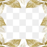 Luxury png frame, gold glitter leaf, transparent design