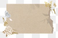 Brown paper png frame, gold glitter nature, transparent design