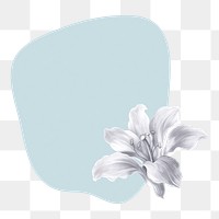 Flower png frame sticker, black & white lily, transparent design