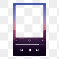 MP3 player png frame sticker, purple aesthetic design, transparent design