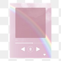 Aesthetic pink png music app frame, transparent background