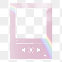Aesthetic holographic png music app frame, transparent design