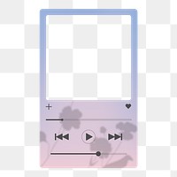 Audio player png frame sticker, purple aesthetic design, transparent design