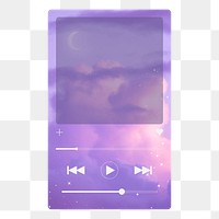 Png purple aesthetic music player screen frame, transparent background