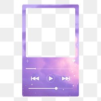 Music player png frame sticker, purple aesthetic design, transparent design