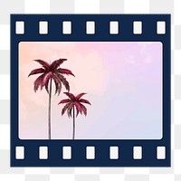 Pastel png analog film frame, palm tree design on transparent background