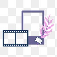 Aesthetic png photo frame sticker, transparent background