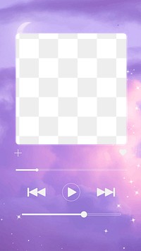 Purple aesthetic png music player frame, transparent design