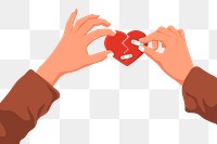 Mental health png sticker, fix broken heart design on transparent background 