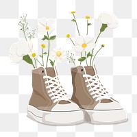 Flowers shoes png sticker, transparent background