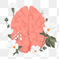 Brain flower png sticker, transparent background