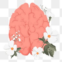 Brain flower png sticker, transparent background