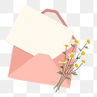 Pink envelope png sticker, transparent background