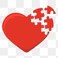 Heart jigsaw png sticker, transparent background