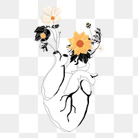 Heart flower png sticker, transparent background