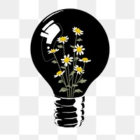 Light bulb png flower sticker, transparent background 