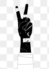 Victory hand png sticker, transparent background