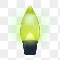 Png green light bulb sticker, candle LED, transparent background