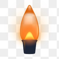 Png orange light bulb sticker, candle LED, transparent background 