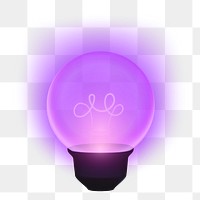 Png purple light bulb clip art, transparent background