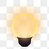 Png yellow light bulb clip art, transparent background