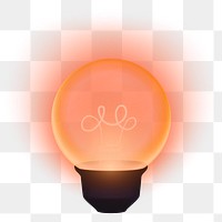 Png orange light bulb clip art, transparent background