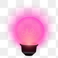 Png pink light bulb clip art, transparent background