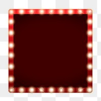 Red png frame, light bulb, transparent background 