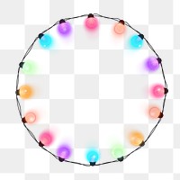 Party lights png frame, colorful design, transparent background 