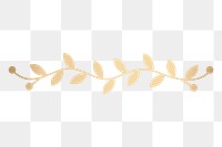 Png gold laurel divider sticker, luxury vintage ornament 