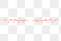 Pink png sticker, botanical divider, doodle vintage style