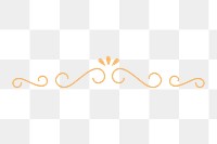 Png gold scroll divider, doodle vintage style