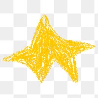 Png star doodle sticker, crayon design, transparent background