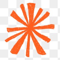 Starburst png doodle sticker, orange cute design, transparent background