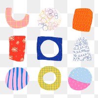 Abstract shape png stickers set, transparent background