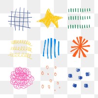 Png colorful abstract shape stickers set, transparent background