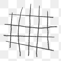 Black grid png sticker, crayon texture on transparent background